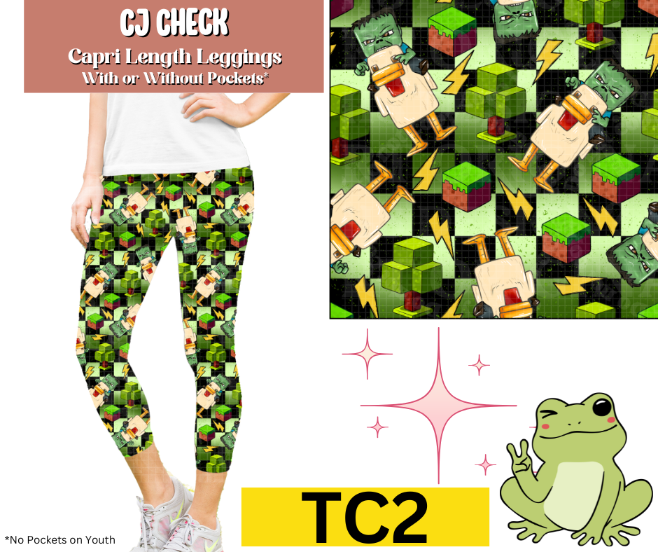 CJ Check Capri Length Leggings w/ Pockets