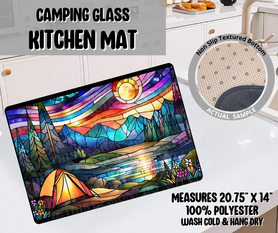 Camping Glass Kitchen Mat