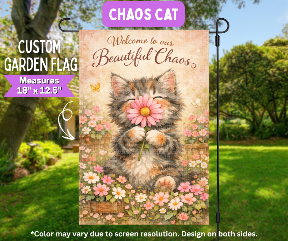 Chaos Cat Garden Flag