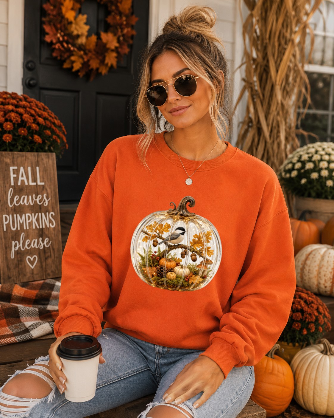 Cozy Pumpkin Bird Sweatshirt