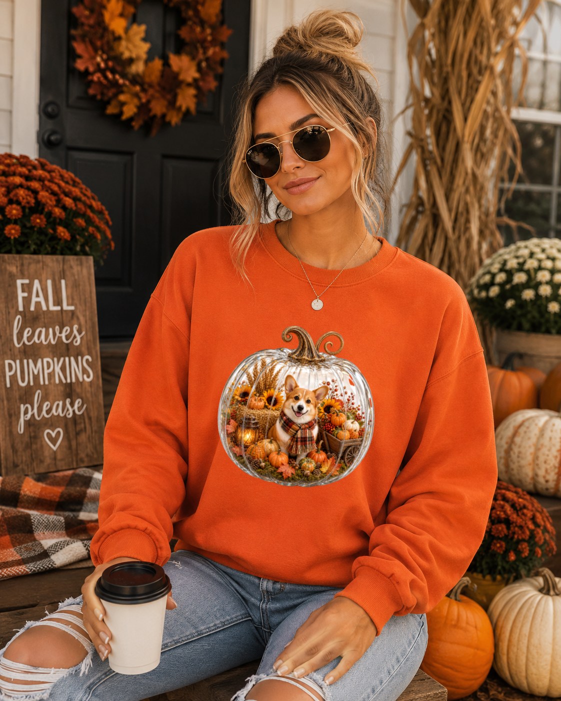 Cozy Pumpkin Corgi Sweatshirt