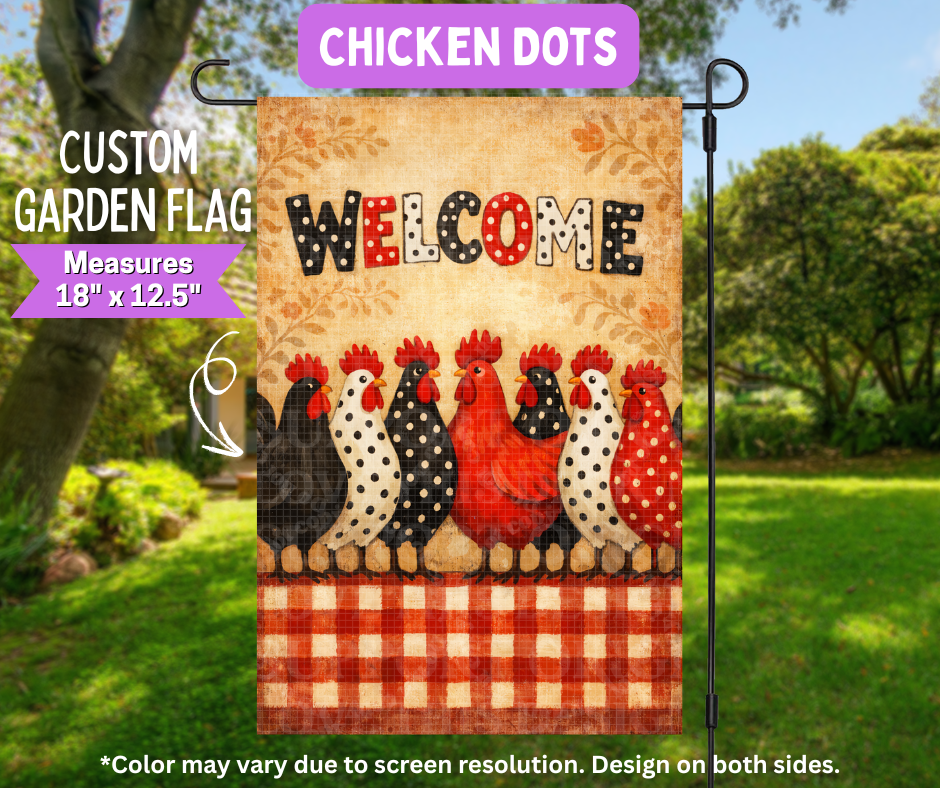 Chicken Dots Garden Flag
