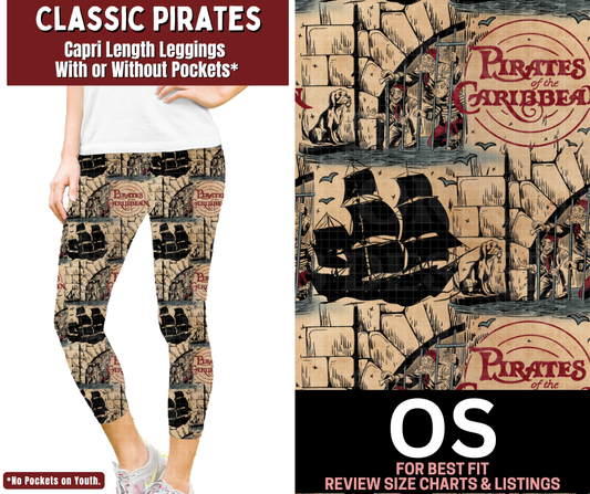 Classic Pirates Capri Length Leggings w/ Pockets