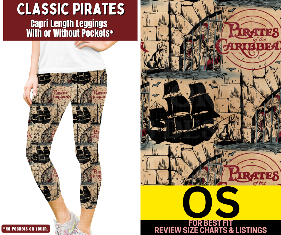 Classic Pirates Capri Length Leggings w/ Pockets