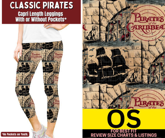 Classic Pirates Capri Length Leggings w/ Pockets