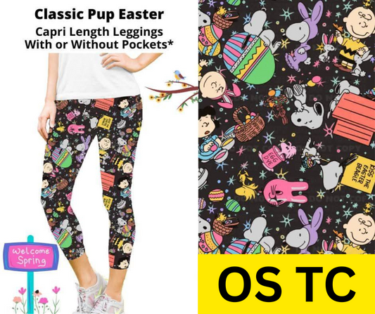 Classic Pup Easter Capri Length Leggings w/ Pockets