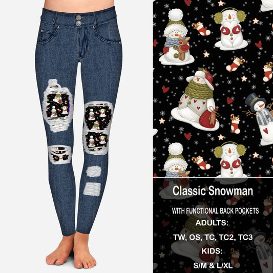 Classic Snowman Faux Denim Peekaboo Leggings with Pockets Preorder Closes 9/18  eta Late October