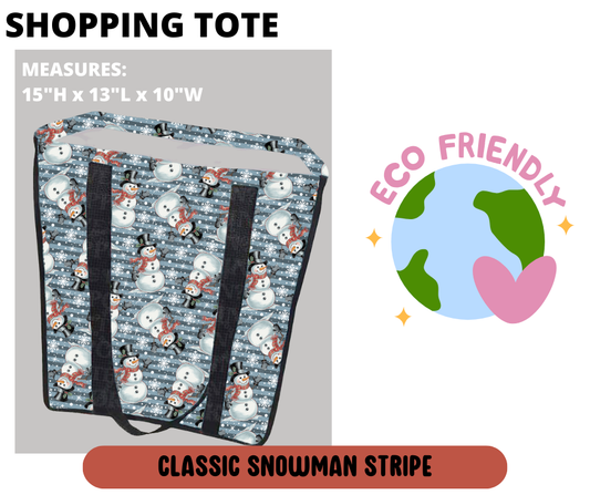 Classic Snowman Stripe Shopping Tote