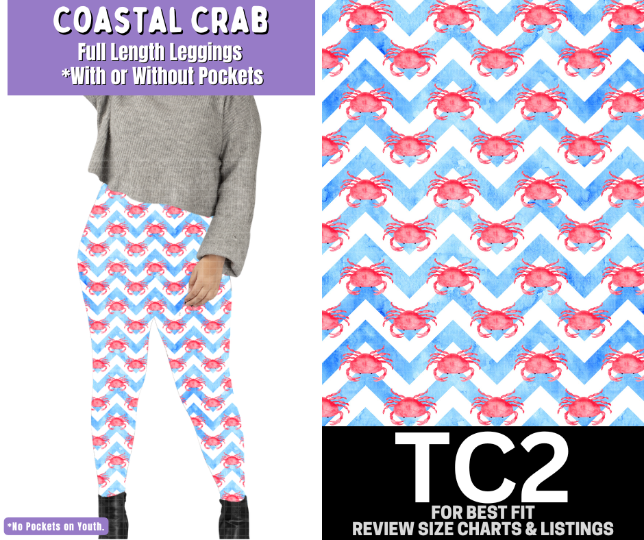 Coastal Crab Full Length Leggings w/ Pockets
