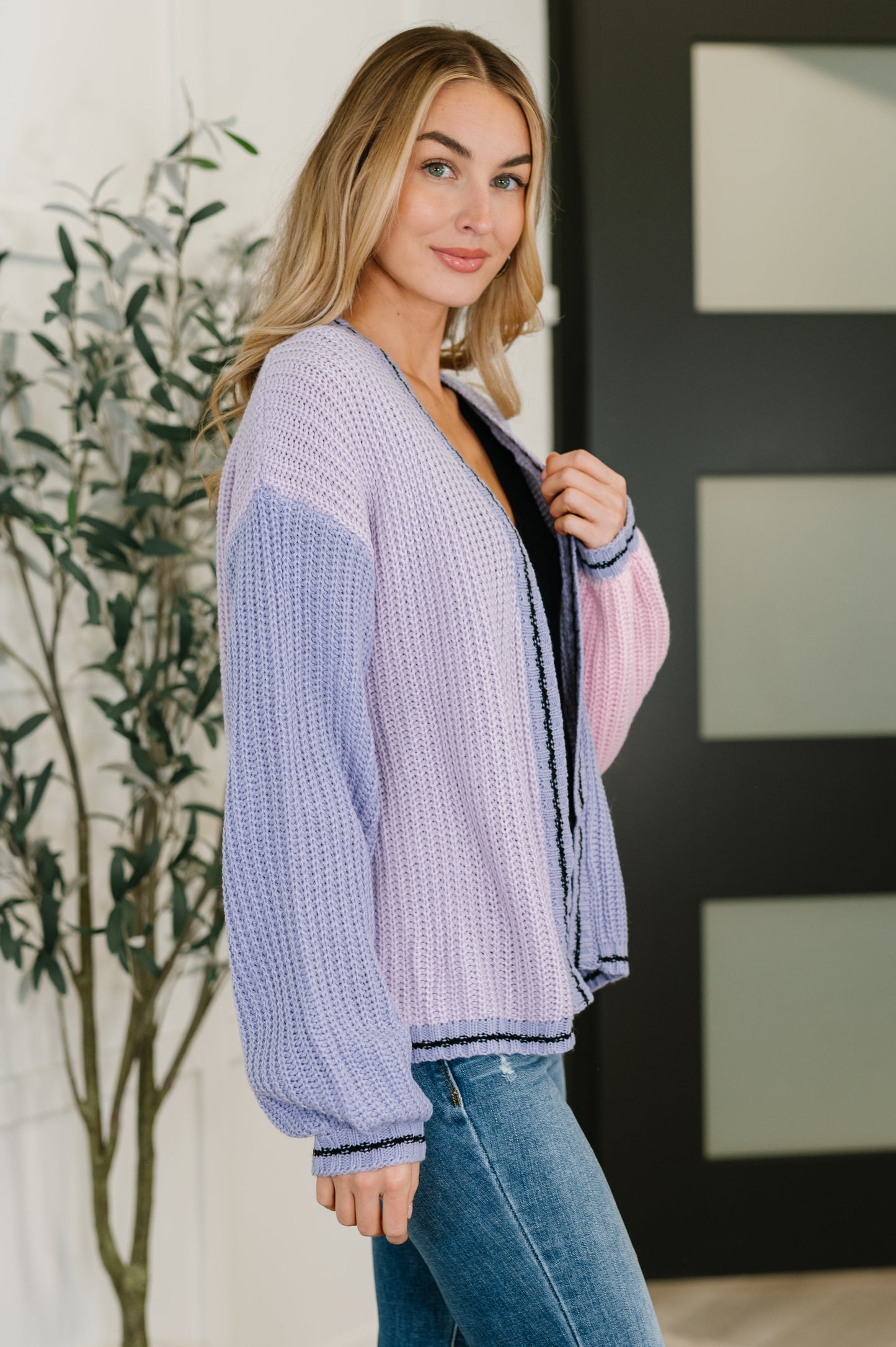 Coffee Date Color Block Cardigan
