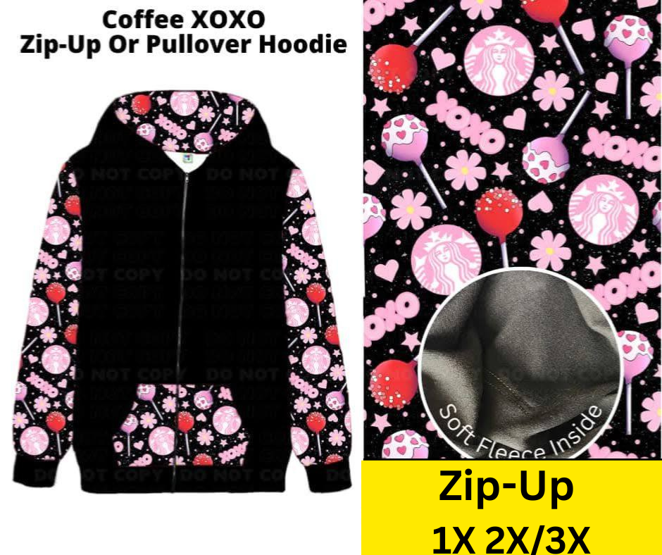 Coffee XOXO Zip-Up Hoodie