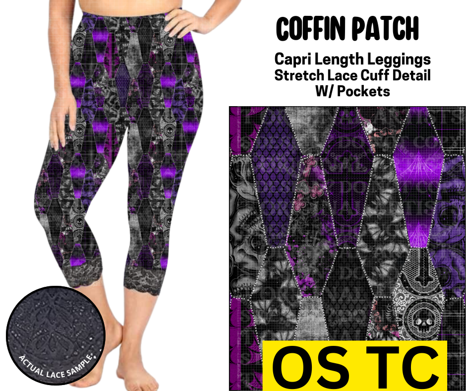 Coffin Patch Lace Cuff Capris w/ Pockets