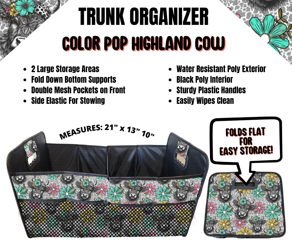 Color Pop Highland Cow Trunk Organizer