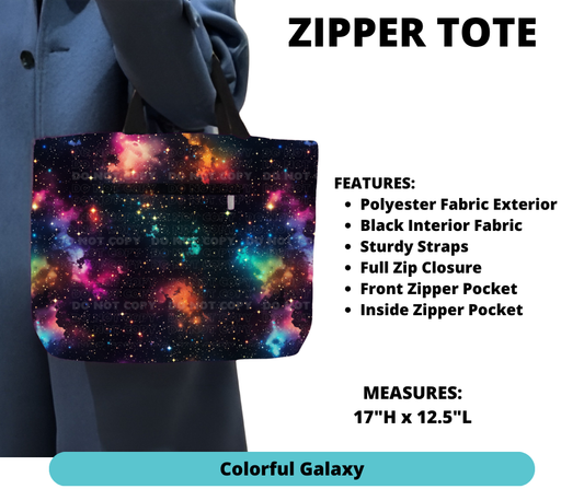 Colorful Galaxy Zipper Tote