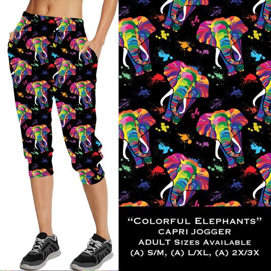 Colorful Elephants - Capri Joggers