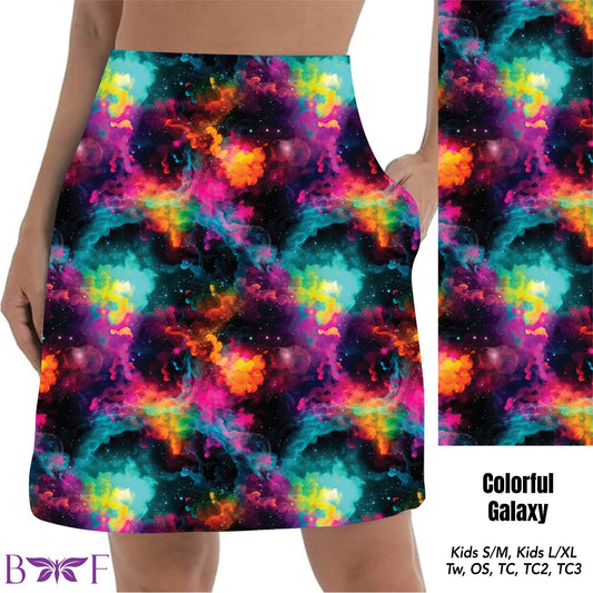 Colorful Galaxy skorts with pockets