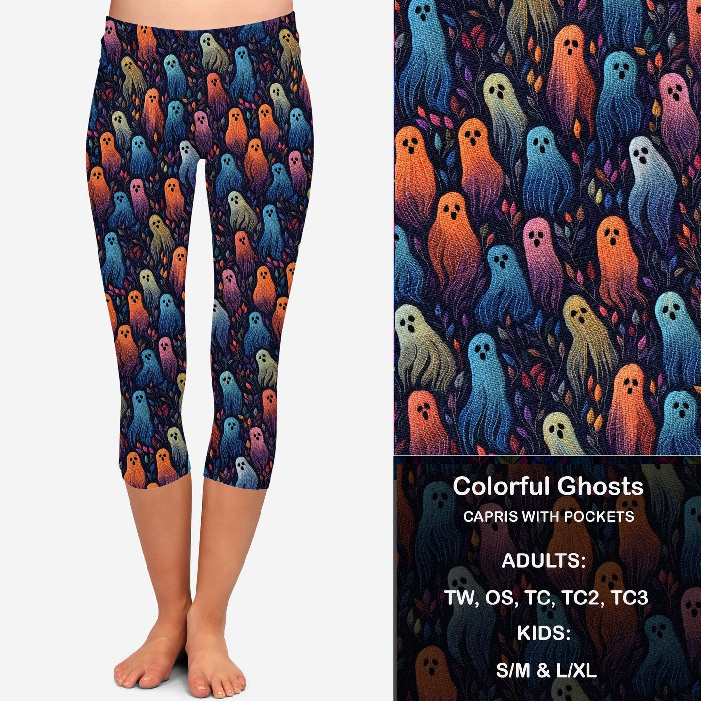 Colorful Ghosts Leggings & Capris with Pockets Preorder Closes 7/31 eta September