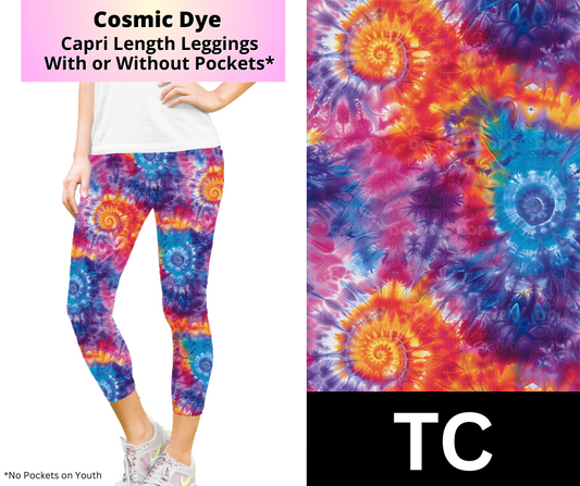 Cosmic Dye Capri Length Leggings w/ Pockets