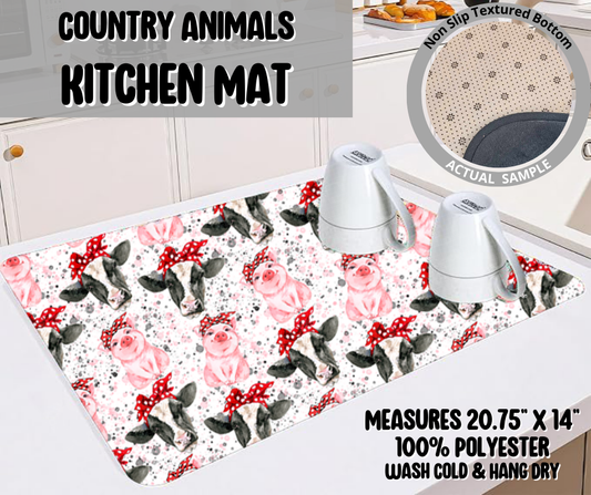Country Animals Kitchen Mat