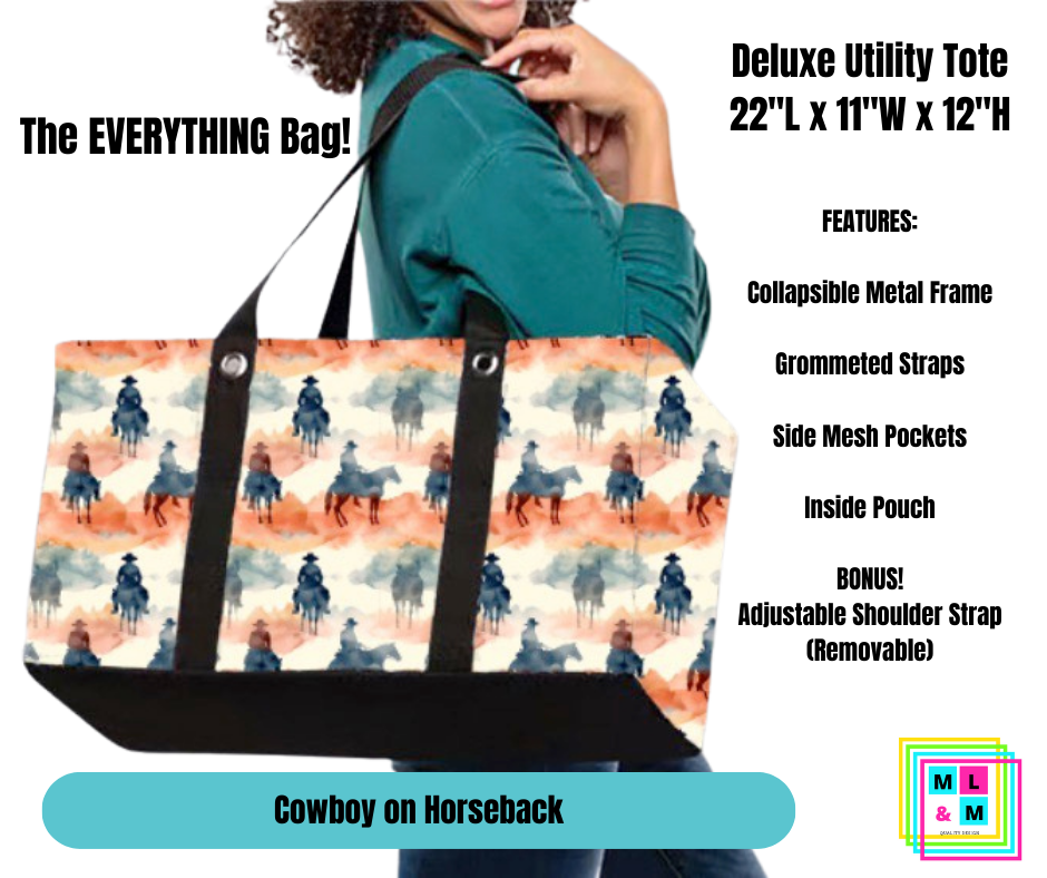 Cowboy On Horseback Collapsible Tote