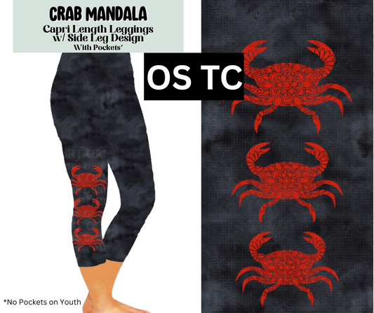 Crab Mandala Capri Leggings w/ Side Leg Designs