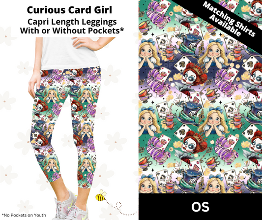 Curious Girl Card Capri Length Leggings w/ Pockets