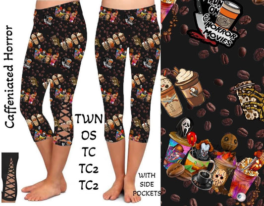 Caffeinated  Horror Criss Cross Capris with Pockets