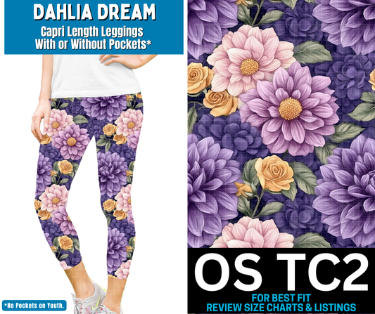 Dahlia Dream Capri Length Leggings w/ Pockets