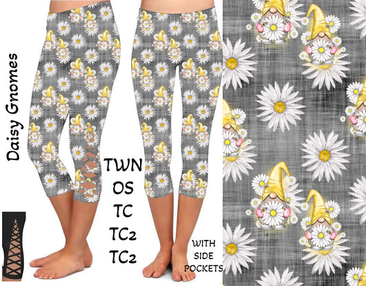 Daisy Gnomes Criss Cross Capris with Pockets