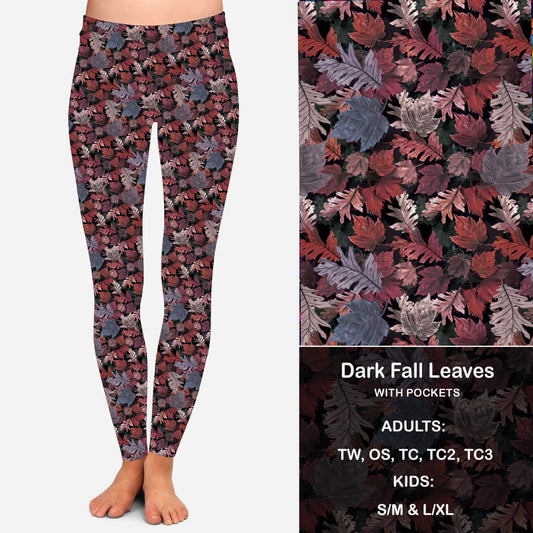 Dark Fall Leaves - Leggings with Pockets Preorder Closes 8/28 eta 4-6 weeks