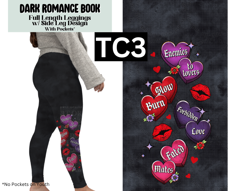 Dark Romance Book Full Length Leggings w/ Side Leg Designs