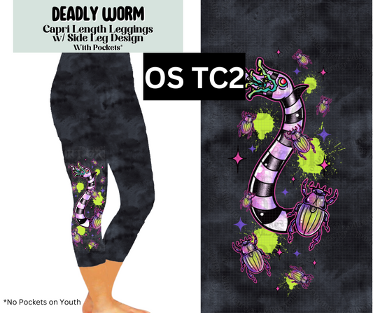 Deadly Worm Capri Leggings w/ Side Leg Designs