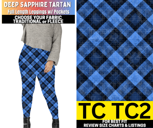 Deep Sapphire Tartan Fleece Leggings