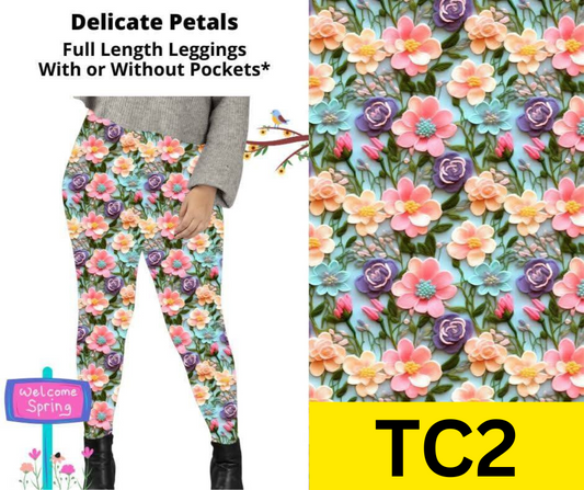 Delicate Petals Full Length Leggings w/ Pockets