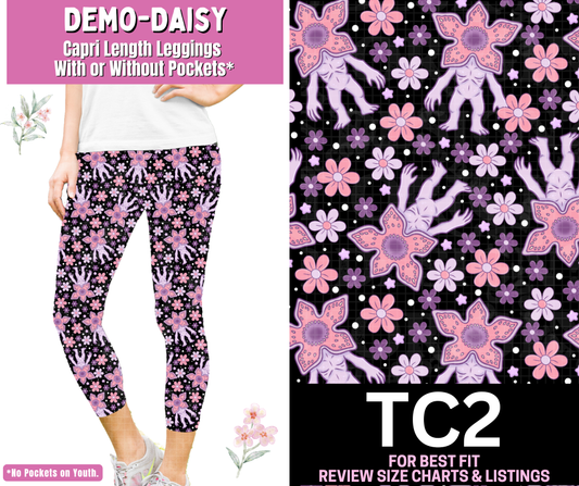 Demo-Daisy Capri Length Leggings w/ Pockets