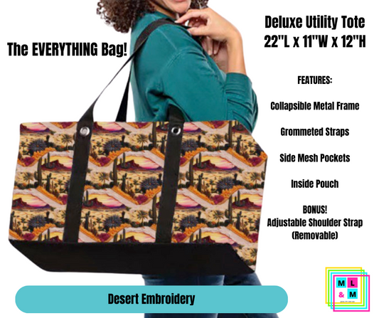 Desert Embroidery Collapsible Tote