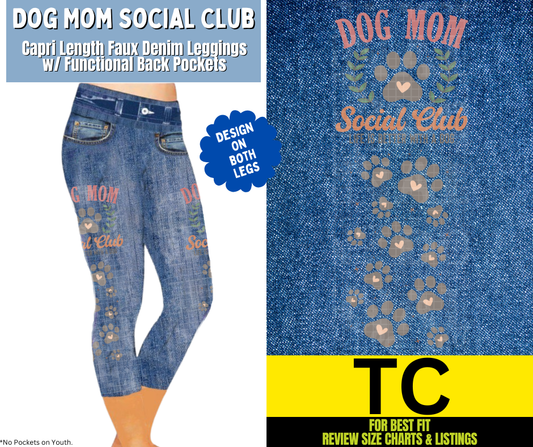 Dog Mom Social Club Capri Faux Denim w/ Side Leg Designs