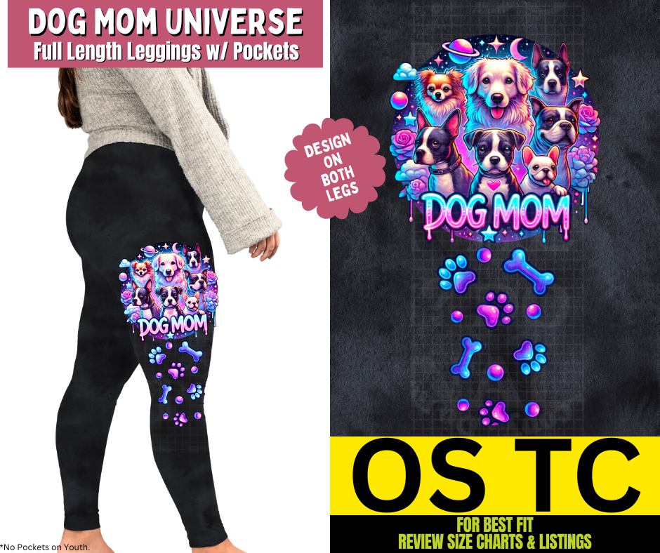 Dog Mom Universe Watercolor Full Length Leggings w/ Side Leg Designs