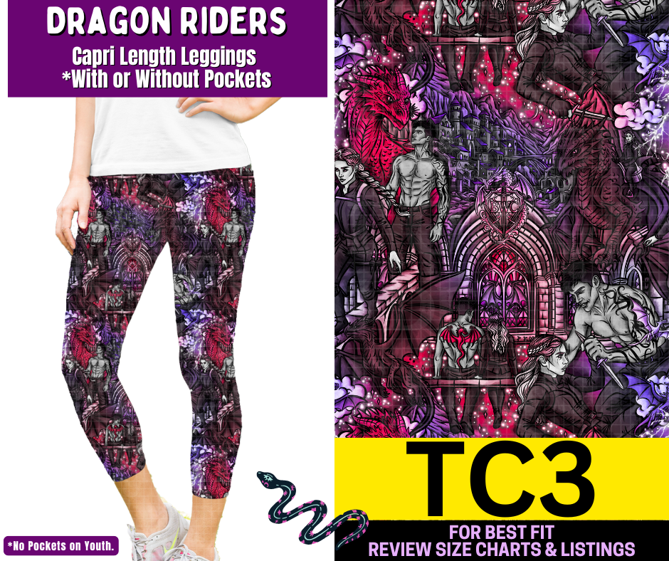 Dragon Rider Capri Length Leggings w/ Pockets