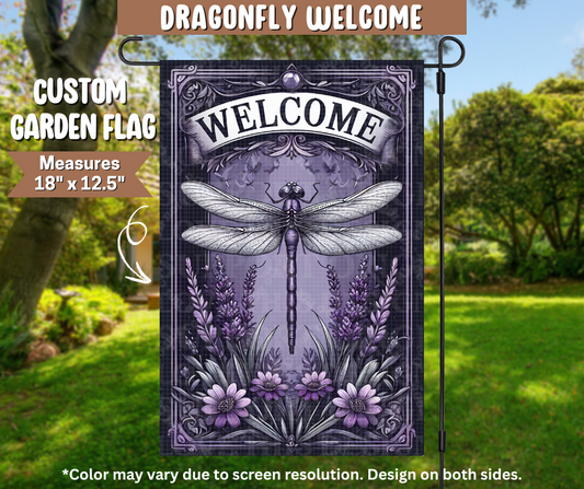 Dragonfly Welcome Garden Flag
