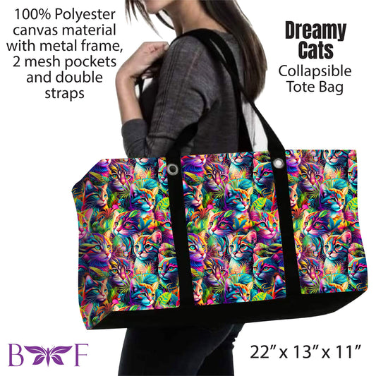 Dreamy Cats large tote and 2 inside mesh pockets