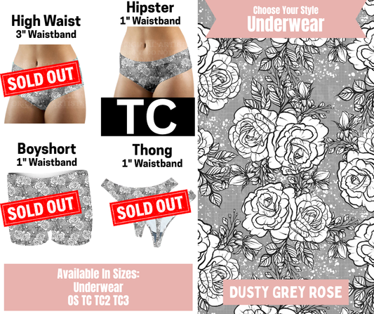 Dusty Grey Rose Hipster Underwear