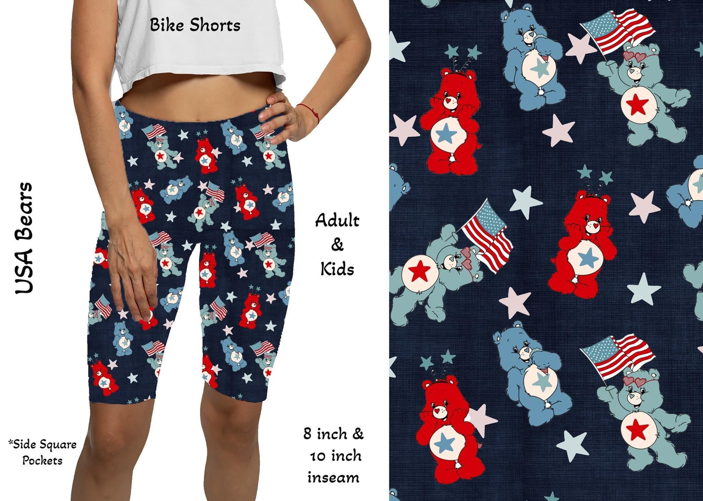 USA Bears 10" Yoga Bike Shorts with Pockets