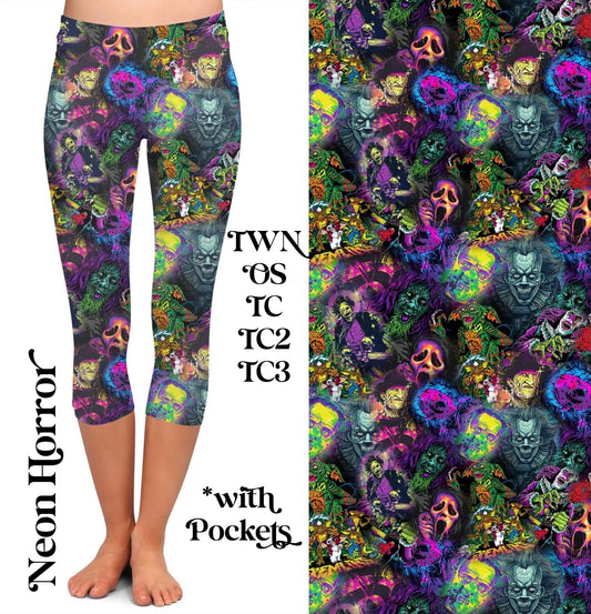 Neon Horror - Capri Leggings with Pockets