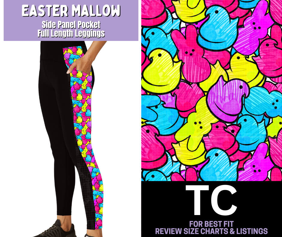 Easter Mallow Side Panel Pocket Full Length Leggings