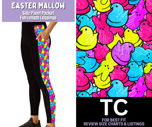 Easter Mallow Side Panel Pocket Full Length Leggings