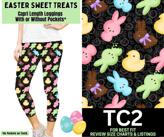 Easter Sweet Treats Capri Length Leggings w/ Pockets