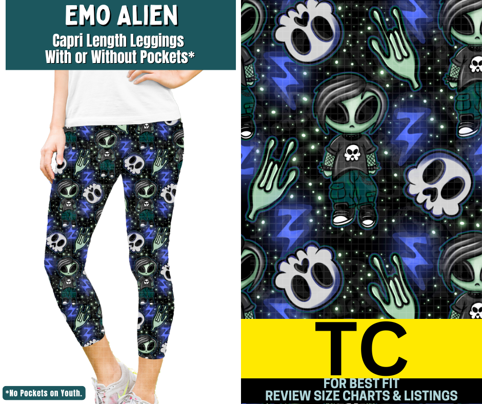 Emo Alien Capri Length Leggings w/ Pockets
