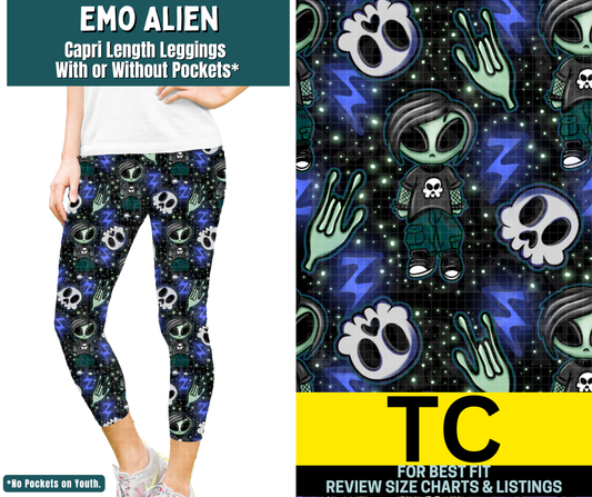 Emo Alien Capri Length Leggings w/ Pockets