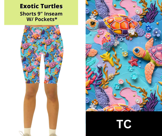 Exotic Turtles 9" Shorts w/ Pockets